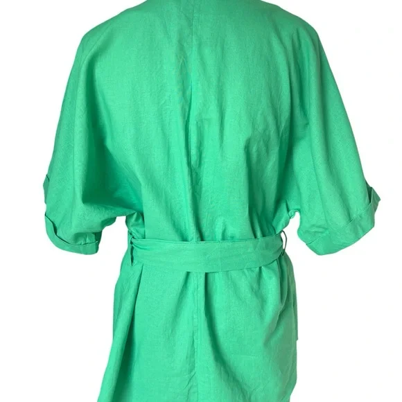 Commense Green Wide Leg Pants with Tie Waist - Picture 4 of 16